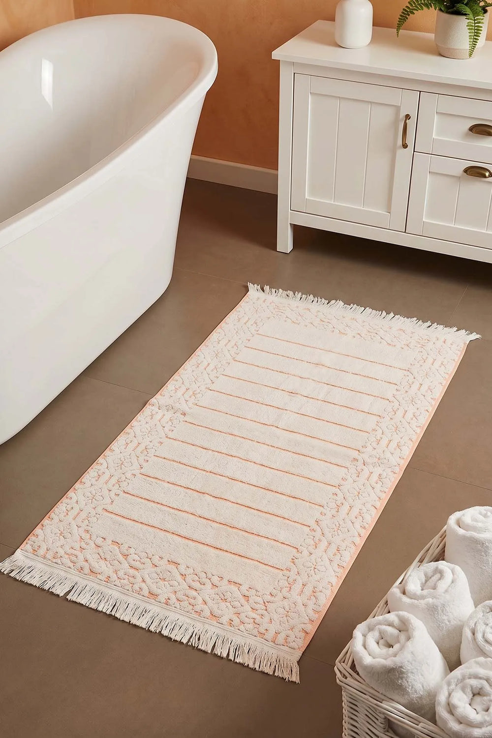 Aflora Orange Fußhandtuch aus 100 % Baumwolle – 60 x 130 cm