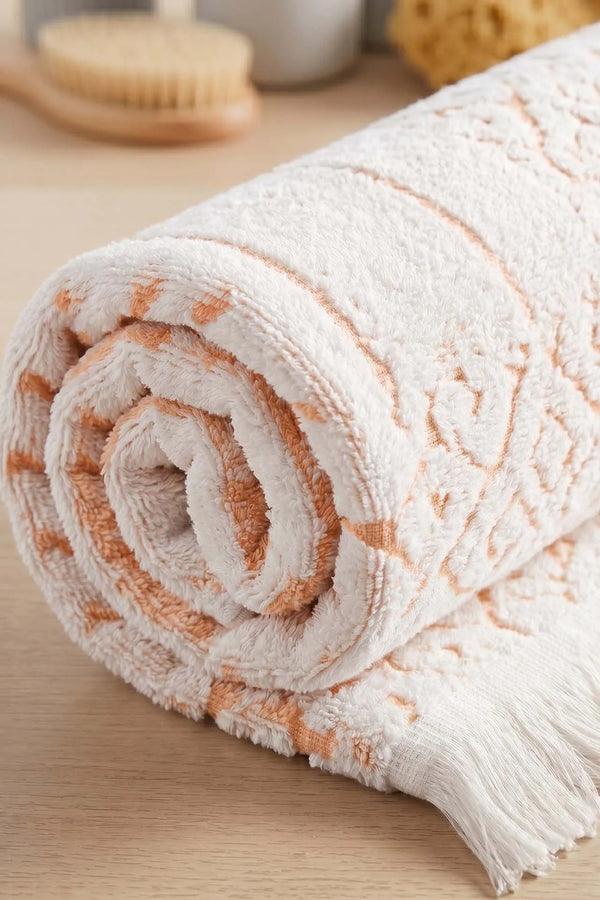 Aflora Orange Fußhandtuch aus 100 % Baumwolle – 60 x 130 cm