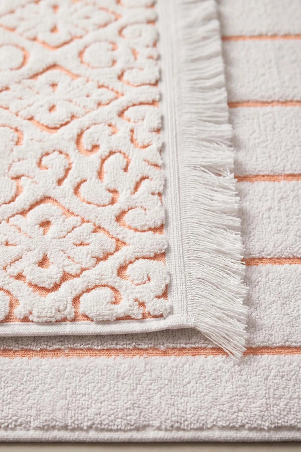 Aflora Orange Fußhandtuch aus 100 % Baumwolle – 60 x 130 cm