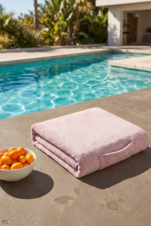 Puderrosa Lounge-Handtuch aus 100 % Baumwolle, 60 x 180 cm, schnelltrocknendes Strandtuch