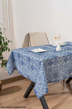 Tischdecke, Esszimmerdecke, Picknickdecke mit blauem Fliesenmuster