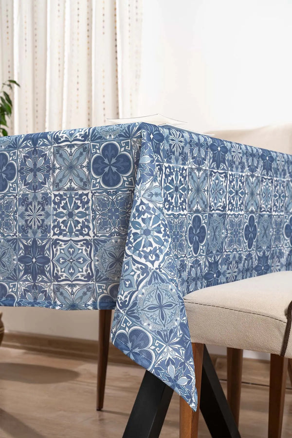 Tischdecke, Esszimmerdecke, Picknickdecke mit blauem Fliesenmuster