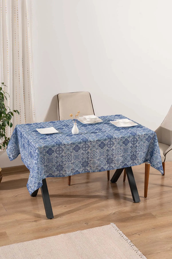 Tischdecke, Esszimmerdecke, Picknickdecke mit blauem Fliesenmuster