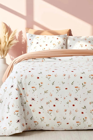 Bettwäsche-Set aus weicher Baumwolle mit Blumenmuster für den Sommer (Doppelbettwäsche)