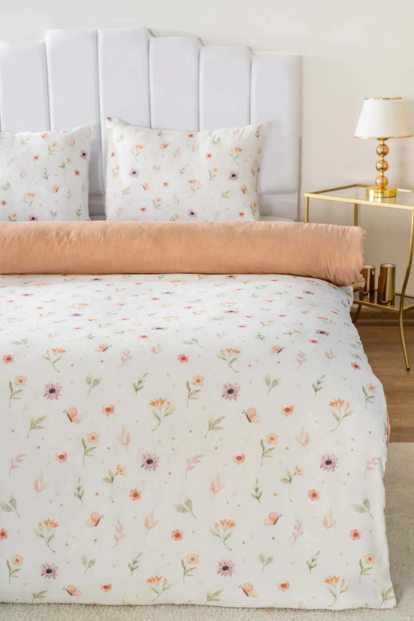 Bettwäsche-Set aus weicher Baumwolle mit Blumenmuster für den Sommer (Doppelbettwäsche)