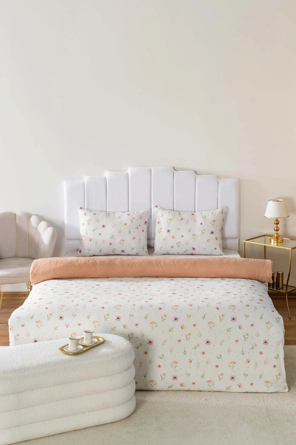 Bettwäsche-Set aus weicher Baumwolle mit Blumenmuster für den Sommer (Doppelbettwäsche)