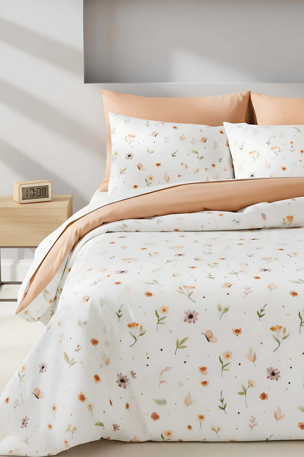 Bettwäsche-Set aus weicher Baumwolle mit Blumenmuster für den Sommer (Doppelbettwäsche)