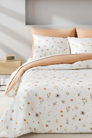 Bettwäsche-Set aus weicher Baumwolle mit Blumenmuster für den Sommer (Doppelbettwäsche)