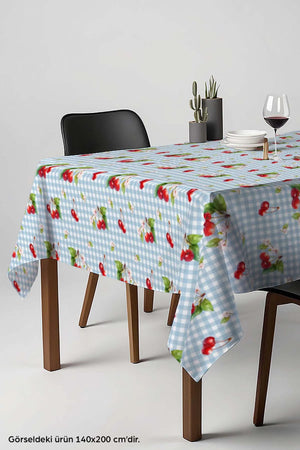 Tischdecke, Esszimmerdecke, Picknickdecke mit Vichy-Kirschmuster in Blau