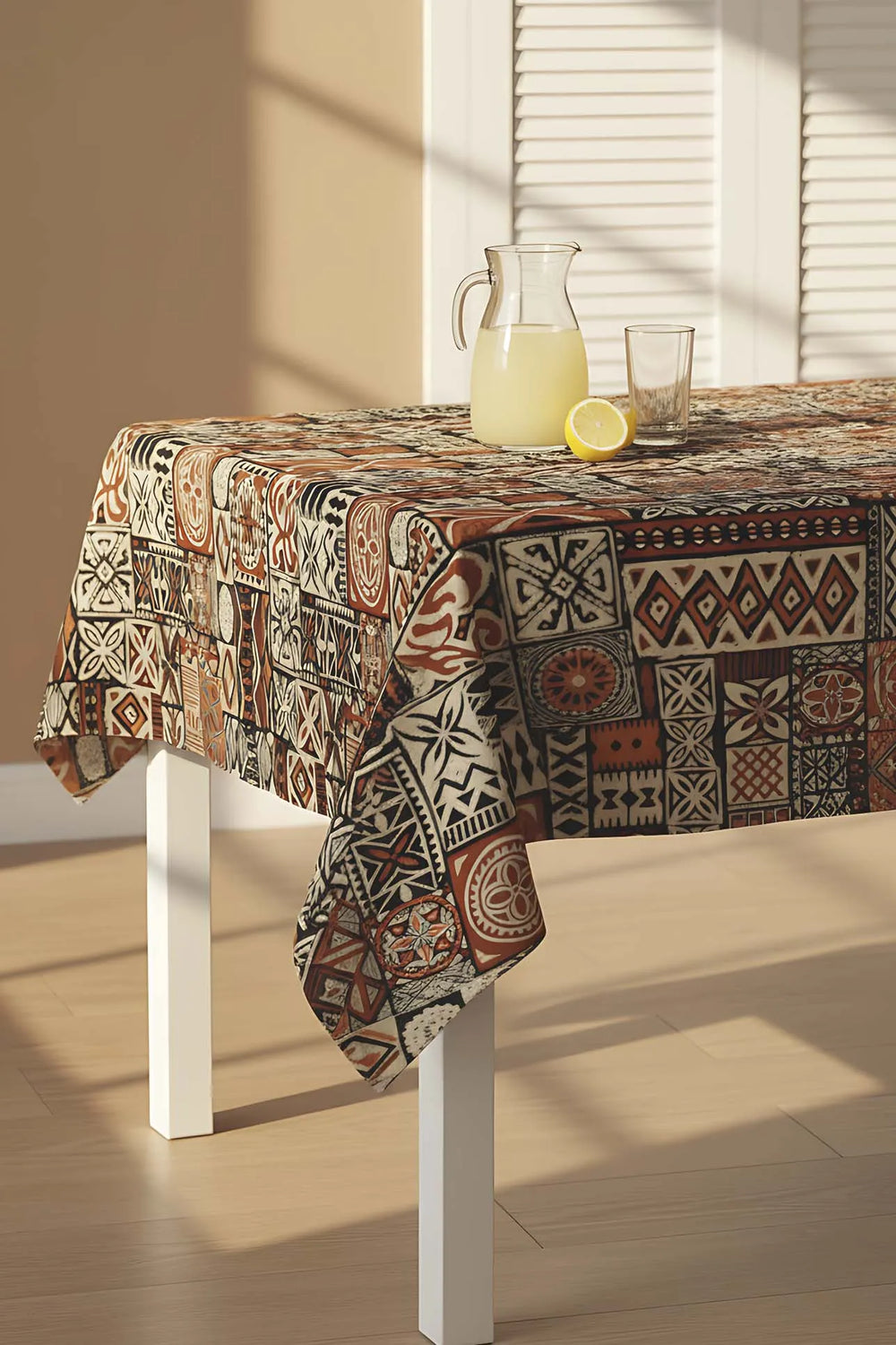 Braune Tischdecke im Ethno-Stil, Tischläufer, Picknickdecke