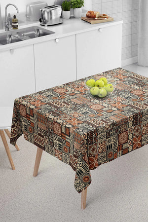 Braune Tischdecke im Ethno-Stil, Tischläufer, Picknickdecke