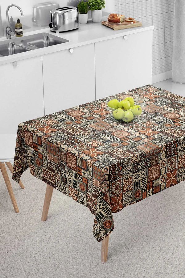 Braune Tischdecke im Ethno-Stil, Tischläufer, Picknickdecke