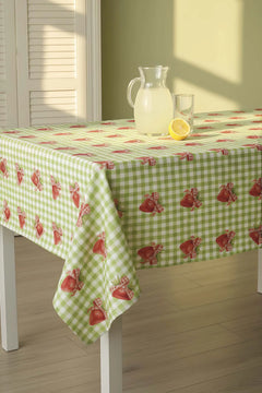 Tischdecke, Esszimmerdecke, Picknickdecke mit grünem Vichy-Karo und Erdbeermuster