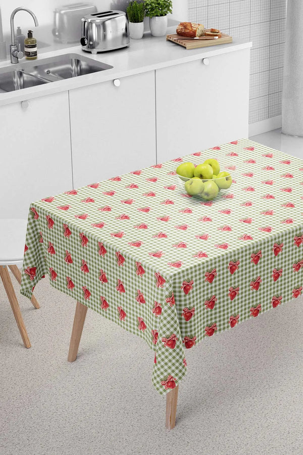 Tischdecke, Esszimmerdecke, Picknickdecke mit grünem Vichy-Karo und Erdbeermuster