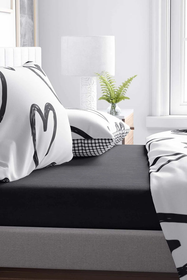 Schwarzes Spannbettlaken (Einzelbett) 100x200