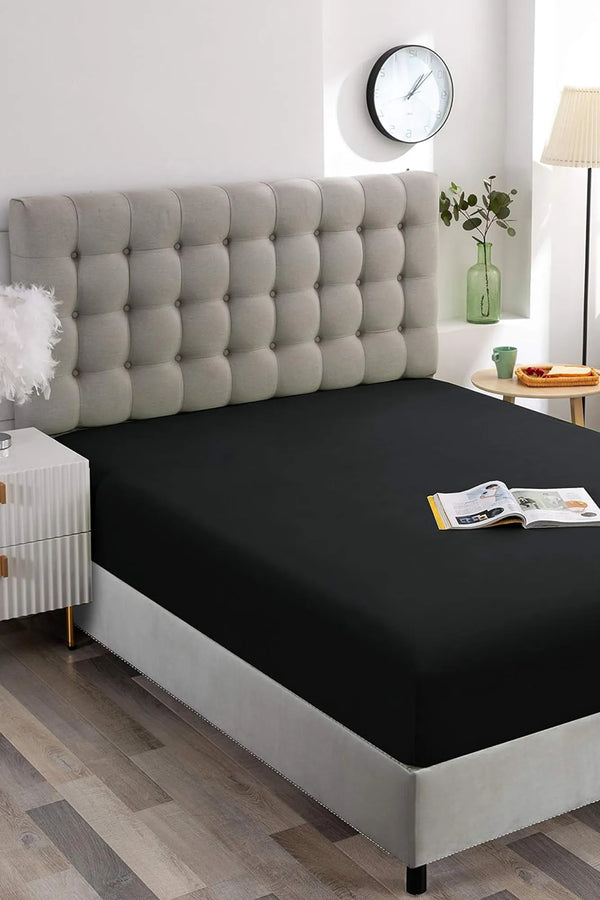 Schwarzes Spannbettlaken (Einzelbett) 100x200