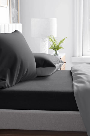 Schwarzes Spannbettlaken (Einzelbett) 100x200