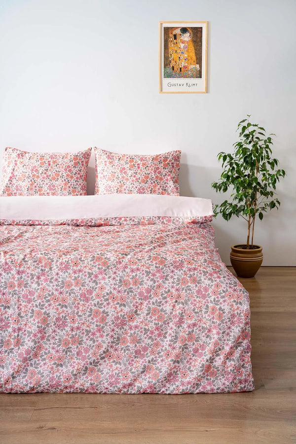 Rosa Frühlings- und Sommer-Bettwäscheset aus Baumwolle