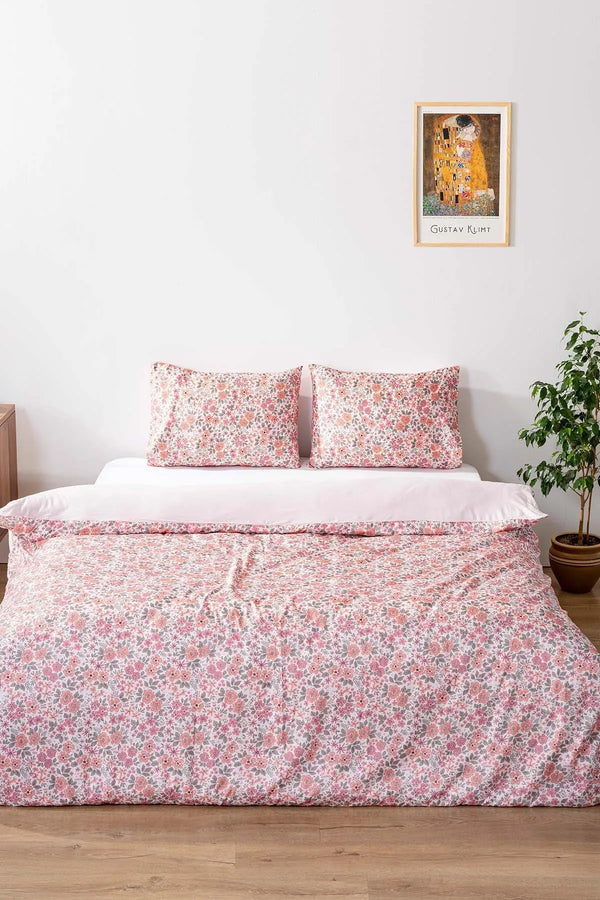 Rosa Frühlings- und Sommer-Bettwäscheset aus Baumwolle