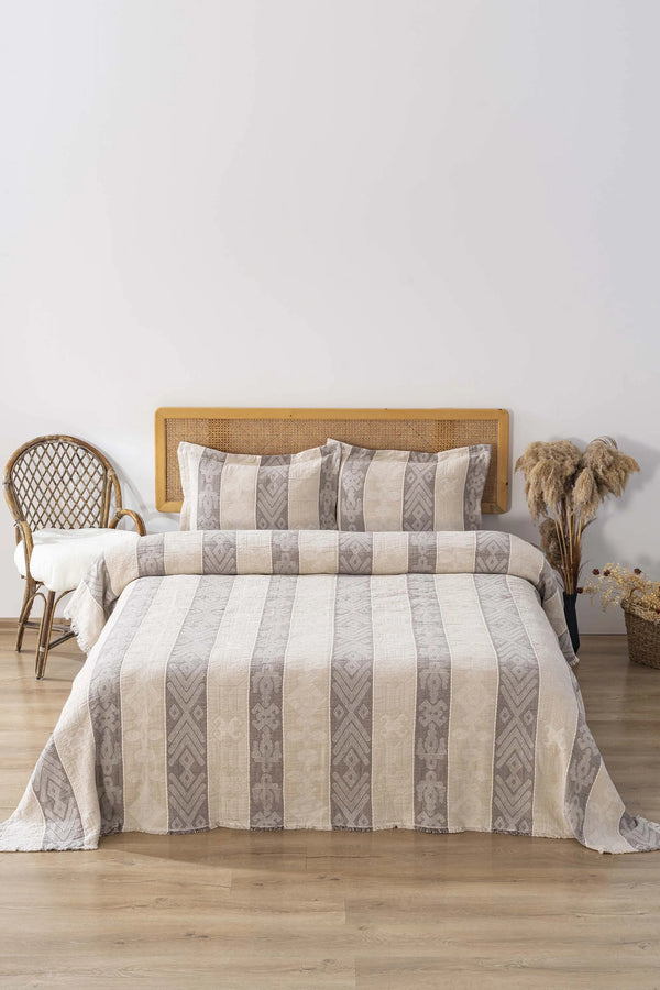 Serena Cappuccino Doppelbettwäsche-Set, 3-teilig, 100 % Baumwolle, Schlaf- und Brautset
