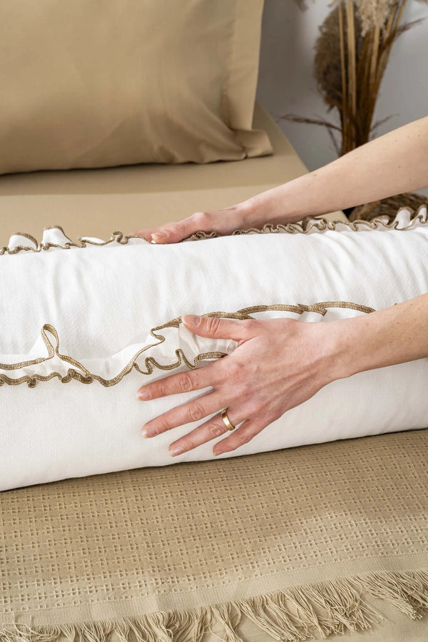 Brianna Camel Doppelbett-Tagesdecke aus 100 % Baumwolle mit passendem Bettbezug – 7-teiliges Brautset