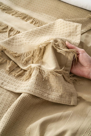 Brianna Camel Doppelbett-Tagesdecke aus 100 % Baumwolle mit passendem Bettbezug – 7-teiliges Brautset