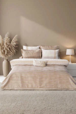 Alina Cappuccino besticktes Doppelbett-Bettwäscheset (8-teilig) – Brautset