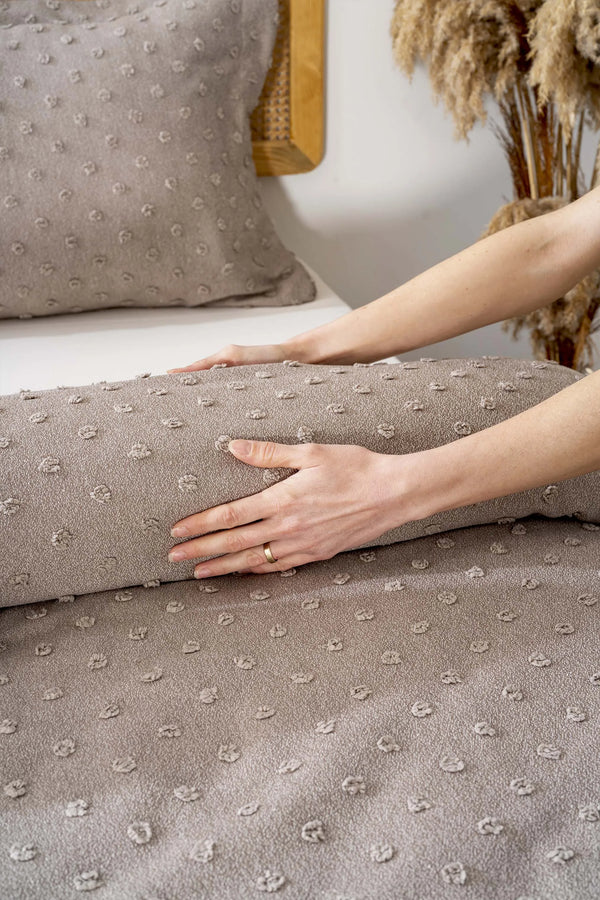 Talya Mink Punch besticktes Doppelbettwäsche-Set, 4-teiliges Schlaf- und Brautset