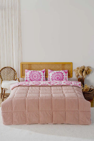 Alaçatı Puderrosa Tresa Doppelbett-Bettwäsche-Set