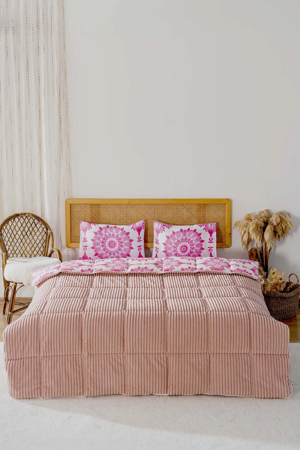 Alaçatı Puderrosa Tresa Doppelbett-Bettwäsche-Set